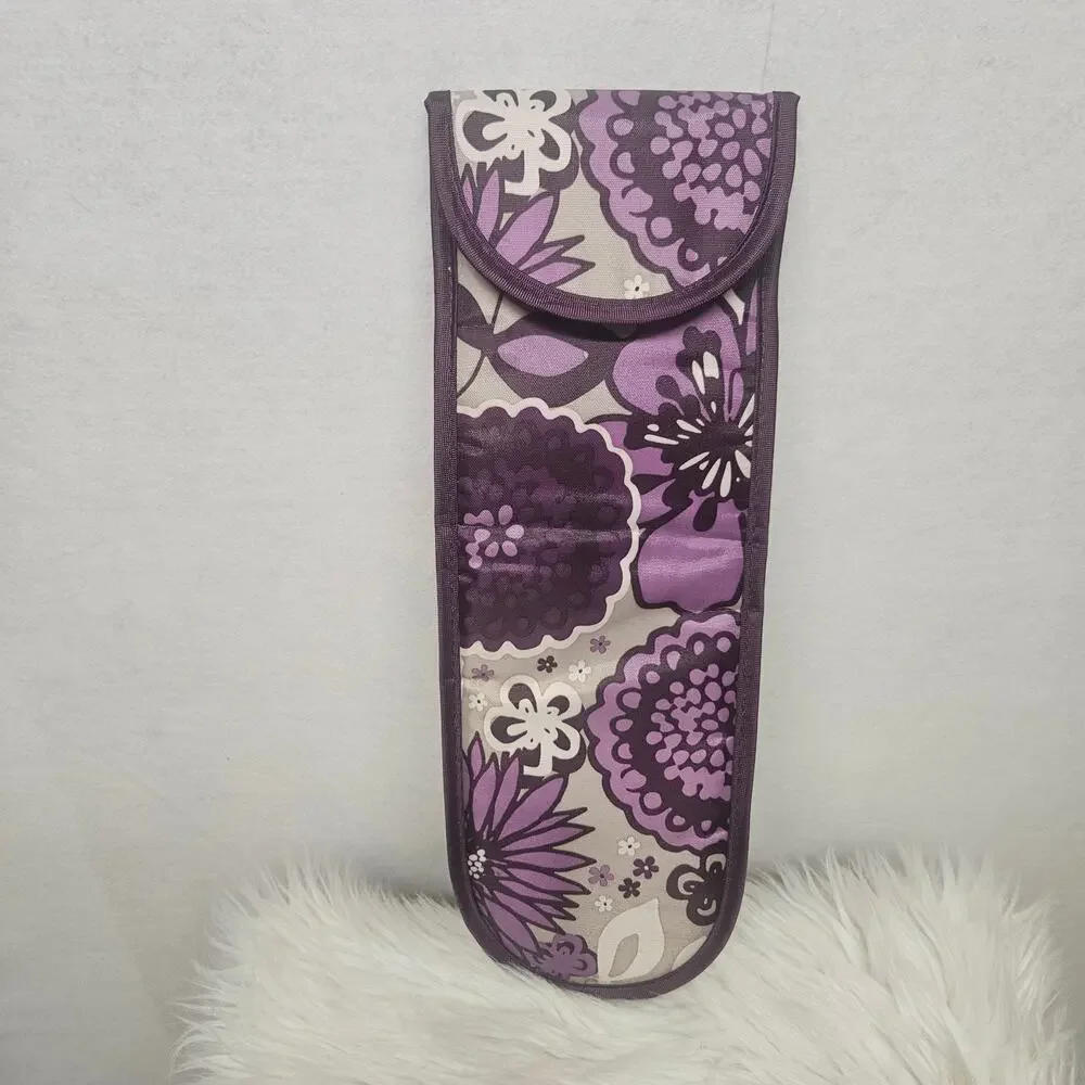 Thirty-One Curling Flat Iron Case Purple Flowers dec22